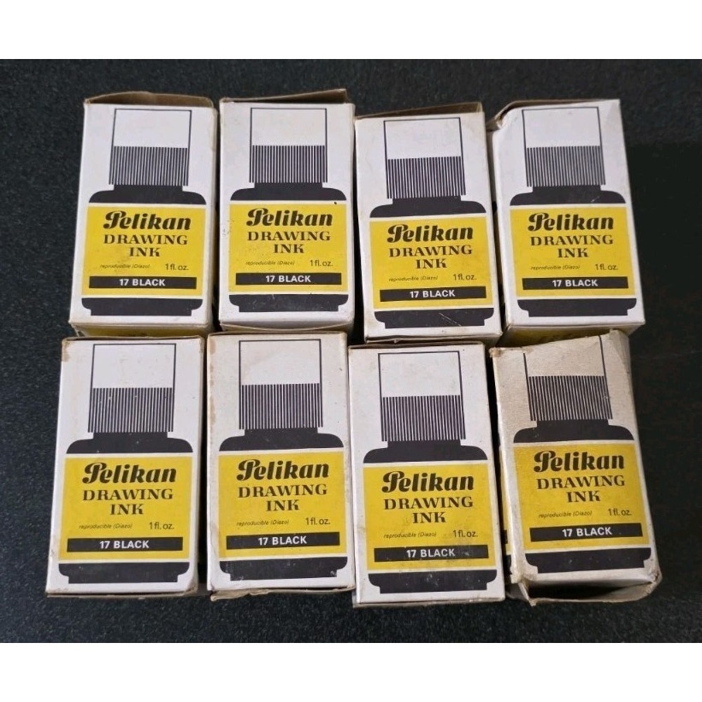 8pc Pelikan VTG Drawing Ink Tusche 17 Black Schwarz Noir Made In Germany‎ 1oz